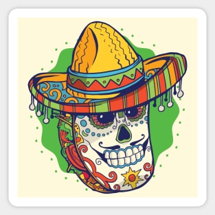 Day of the Dead Sugar Skull Taco with Sombrero Sticker